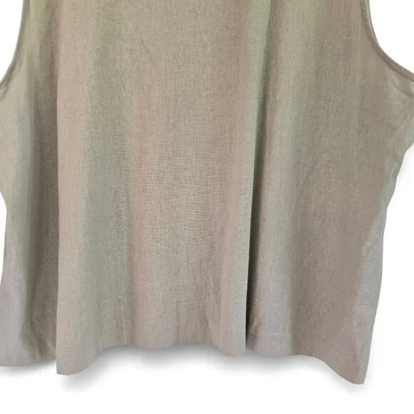 Anna Maxwell Womens Tan 2-Piece Twin Set Shirt & Tank Top Linen Blend 5X - Picture 9 of 16